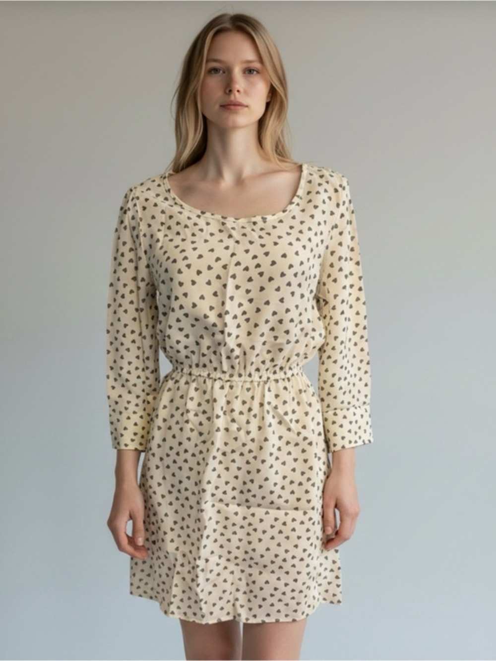 🫶🏻 Wallflower Cream Heart Print Long Sleeve Dress